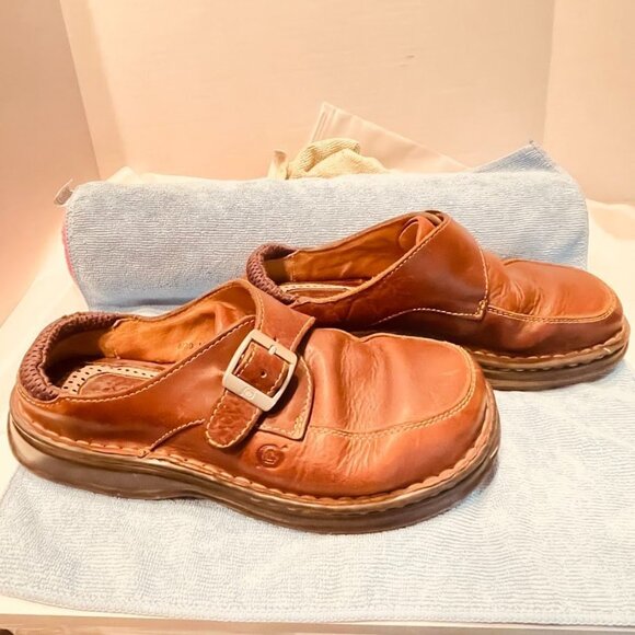 Born Y2K ‎ Womens Size 8M/W Leather Slip On Buckle Comfort Loafers Mules Clogs - Picture 14 of 16